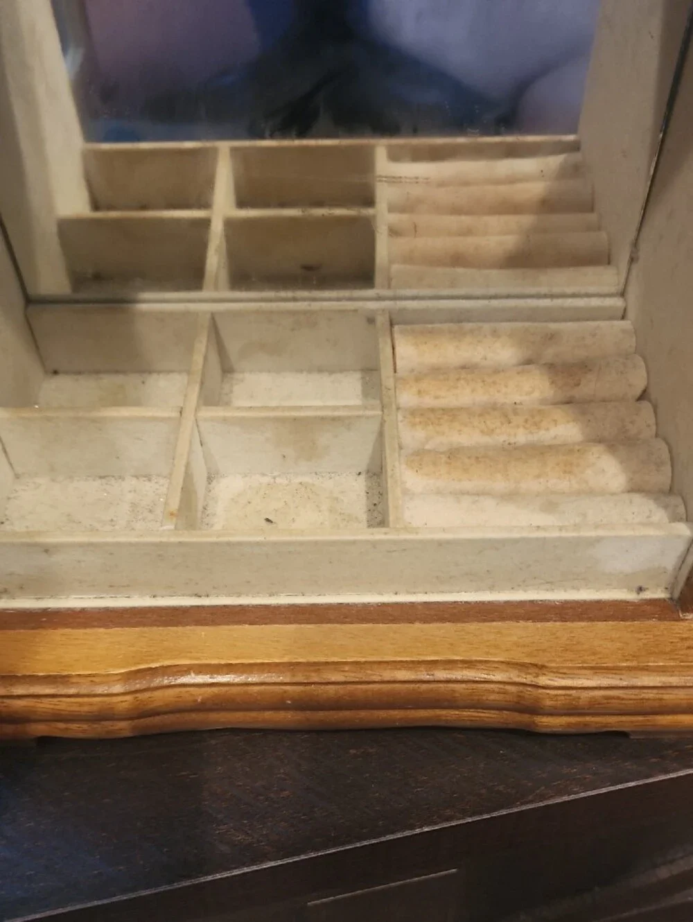 Wooden Floral Glass Jewelry Cabinet - Honey Oak